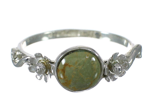 Silver Turquoise Southwestern Flower Ring Size 7-1/2 YX90829